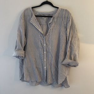 LOFT XXL Striped Blue and White Button Down Shirt
